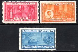2352. ROMANIA 1932 MEDICIN CONGRESS # 446-448 MNH.  446 LIGHT CREASE UPPER RIGHT CORNER,447 GUM BLEMISHES - Unused Stamps