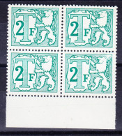 BELGIQUE COB TX 67 V1 ** MNH, GOMME BLEUE, TACHE EN HAUT A DROIT, BLOC DE 4.  (5V223) - Otros & Sin Clasificación