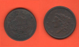 America One Cent 1838 USA 1 Centesimo Copper Coin ∇ 5 - 1816-1839: Coronet Head