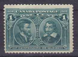 Canada 1908 Mi. 85, 1c. Jacques Cartier & Samuel De Champlain, MH* (2 Scans) - Ongebruikt