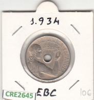 CRE2645 MONEDA ESPAÑA II REPUBLICA 25 CENTIMOS 1934 EBC - Andere & Zonder Classificatie