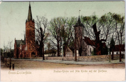 Gross Lichterfelde , Paulus Kirche Und Alte Kirche Auf Der Dorfaue (Stempel: Gross Lichterfelde 1906) - Lichterfelde