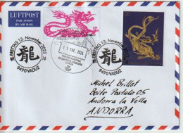 2024.Année Du Dragon (Nouvel An Chinois)letter From Principality Liechtenstein To Principality Of Andorra,with Postmarks - Covers & Documents