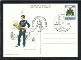 SAINT MARIN Ca.1980: Jeu De 4 CP Entiers Postaux Ill. "Uniformes" - Postal Stationery