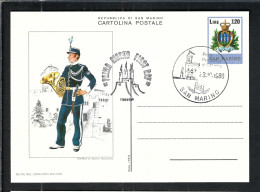 SAINT MARIN Ca.1980: Jeu De 4 CP Entiers Postaux Ill. "Uniformes" - Entiers Postaux