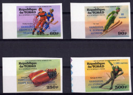 Tchad 1976, Olympic Games In Innsbruk, Overprinted Winners, Skiing, Ice Hockey, Skating, 4val IMPERFORATED - Kunstschaatsen