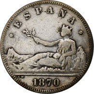 Espagne, Provisional Government, 2 Pesetas, 1870, Madrid, Argent, TB+, KM:654 - Primi Conii