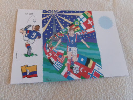 BELLE ILLUSTRATION HUMORISTIQUE COUPE DU MONDE DE FOOTBALL 1998.."LA COLOMBIE...LE LOB" ..signe P. HAMM - Hamm