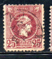 GREECE GRECIA HELLAS 1889 1895 1893 HERMES MERCURY MERCURIO LEPTA 25l USED USATO OBLITERE' - Used Stamps