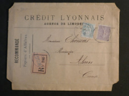 DH6 FRANCE BELLE LETTRE PAPIERS D AFFAIRES CL  PERFORé RECO  RARE 1906 LIMOGES A AHUN +AFF.  INTERESSANT+++ - Storia Postale