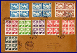 2358.DENMARK, GREENLAND 1936-1946 KING CHRISTIAN X, POLAR BEAR # 1-9 BLOCKS OF 4 C.T.O. ON LARGE COVER EGEDESMINDE 1948 - Brieven En Documenten