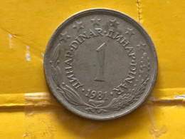 Münze Münzen Umlaufmünze Jugoslawien 1 Dinar 1981 - Yougoslavie