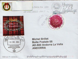2024. Greetings / Happy Holidays  (Round Global Forever Stamp), Letter To Andorra, With Arrival Postmark. - Briefe U. Dokumente