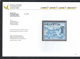 SUISSE 2000: Encart FDC Du ZNr. 998 ("NABA 2000"), 1er Timbre Tri-dimensionnel En Broderie De St Gall Véritable - Briefe U. Dokumente