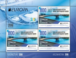 SALE!!! Kazakhstan Kazajistán Kasachstan 2018 EUROPA CEPT BRIDGES Sheetlet Of 3 Stamps + 1 Vignette MNH ** - 2018