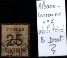 FRANCE - ALSACE-LORRAINE YT N° 7 Oblitéré, Avec Burelage Droit. Bas Prix, à Saisir. - Unused Stamps