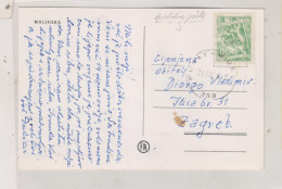 YUGOSLAVIA 1956 TPO AMB SHIP Cancel PUNAT-RIJEKA 353 Nice Postcard  ( MALINSKA ) To Zagreb - Covers & Documents