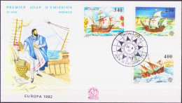 Europa CEPT 1992 Monaco FDC2 Y&T N°1825 à 1827 - Michel N°2070 à 2072 - 1992