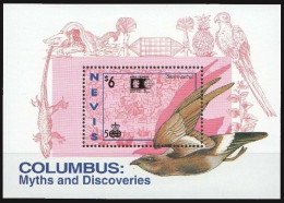 Nevis 1992 MNH MS, Columbus, Myths & Discoveries, Birds, Strom Petrel - Grues Et Gruiformes