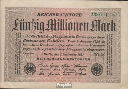 Deutsches Reich Rosenbg: 108j, Wasserzeichen Rauten Kontrollnummer 6-stellig Gebraucht (III) 1923 50 Millionen Mark - 50 Millionen Mark