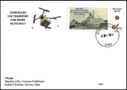 FDC - MYSTAMP° - Club Philatélique Du/Postzegelclub Van De - Courcelles - 1er Transport Par Drone 2/2 - Numéroté - Briefe U. Dokumente