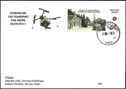FDC - MYSTAMP° - Club Philatélique Du/Postzegelclub Van De - Courcelles - 1er Transport Par Drone 1/2 - Numéroté - Lettres & Documents