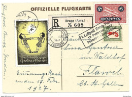 13 - 16 - Carte Centenaire Pestalozzi Vol Brugg-Yverdon 1927 - Other & Unclassified