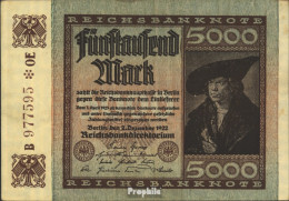 Deutsches Reich Rosenbg: 80e, Wasserzeichen Mäander Gebraucht (III) 1922 5.000 Mark - Autres & Non Classés