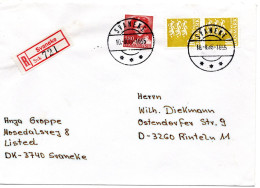 73949 - Dänemark - 1985 - 2@10Kr Wappen MiF A R-Bf SVANEKE -> Westdeutschland - Lettres & Documents