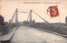 FRANCE - Beaumont Sur Sarthe - Pont Suspendu Et Vue Generale - Carte Postale Ancienne - Beaumont Sur Sarthe