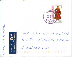 Turkey Cover Sent Air Mail To Denmark 22-7-2003 Single Franked - Briefe U. Dokumente