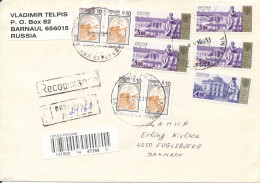 Russia Registered Cover Sent To Denmark 1-1-2003 Topic Stamps - Covers & Documents