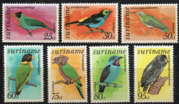 Suriname 1977 Birds 7 Values MNH Chloraphanes, Tangara, Po[ytmus, Pionotsitta, Deroptyus, Cotinga, Strix - Other (Sea)