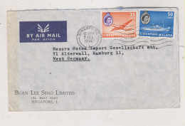 SINGAPORE 1956 Airmail Cover To Germany - Singapur (...-1959)