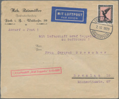 Zeppelin Mail - Germany: 1929, 7.10., Schlesienfahrt, Bordpostbrief Frankiert Mi - Luchtpost & Zeppelin