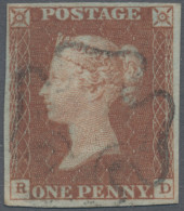 Great Britain: 1841 1d. Red-brown On Bluish Paper, Lettered R-D, Plate 34, Used - Other & Unclassified