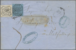 Italian States - Papal State: 1852, 7 Baj. + 8 Baj. (1856 Ancona - Bari - Molfet - Papal States