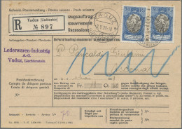 Liechtenstein: 1927/30, 30 Rp. Kirche Bendern Ultramarin 3x Auf Eilbrief Von Vad - Briefe U. Dokumente