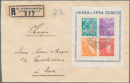 Schweiz: 1934 NABA-Block Auf R-FDC Mit Zentr. Ersttagsstempel Der Ausstellung, S - Covers & Documents