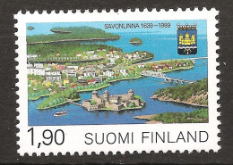 Finlande Finland 1989 N° 1053 ** Ville, Savonlinna, Armoiries, Château Médiéval, Pont, Île, Bateau, Lac Saimaa, Olaf - Unused Stamps