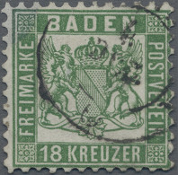 Baden - Marken Und Briefe: 1864, 18 Kr In Der Guten B-Farbe "dunkelgrün", Entwer - Sonstige & Ohne Zuordnung