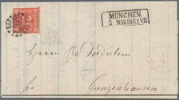 Bayern - Marken Und Briefe: 1858, 12 Kr Rot, Voll- Bis Breitrandiges, Rechts Mit - Otros & Sin Clasificación