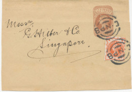 GB 189?, QV ½d Brown Superb Wrapper (WP17) Together With ½d Vermilion Jubilee With Barred Cancel "C - NPB" To SINGAPORE - Brieven En Documenten