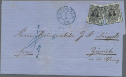 Hannover - Marken Und Briefe: 1856/57, 2 Sgr. Schwarz, Netz Grauultramarin, Zwei - Hannover