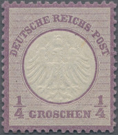 Deutsches Reich - Brustschild: 1872, Kleiner Schild ¼ Gr Grauviolett, Farbfrisch - Ungebraucht