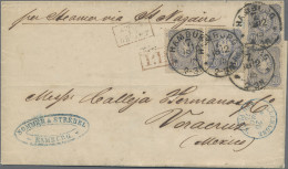 Deutsches Reich - Pfennige: 1875, 20 Pfge. Ultramarin, Vier Werte Als Portogerec - Covers & Documents