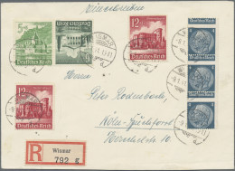 Deutsches Reich - 3. Reich: 1934 'Hindenburg' 4 Pf. Im VERZÄHNTEN, Senkr. 3er-St - Covers & Documents