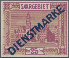 Deutsche Abstimmungsgebiete: Saargebiet - Dienstmarken: 1923, 25 C Rötlichlila, - Dienstmarken