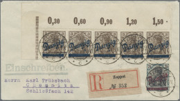 Danzig: 1920, Kleiner Innendienst 3 Pfg. Braun Im Waagerechten Obereckrand-5er-S - Other & Unclassified