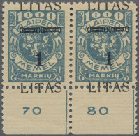 Memel: 1923, Freimarken 1 Lit. Auf 1000 Mk., Postfrisches Waagerechtes Zusammend - Memelgebiet 1923